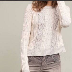 Anthropologie Sleeping On Snow Alpaca Blend Cable-Knit Sweater